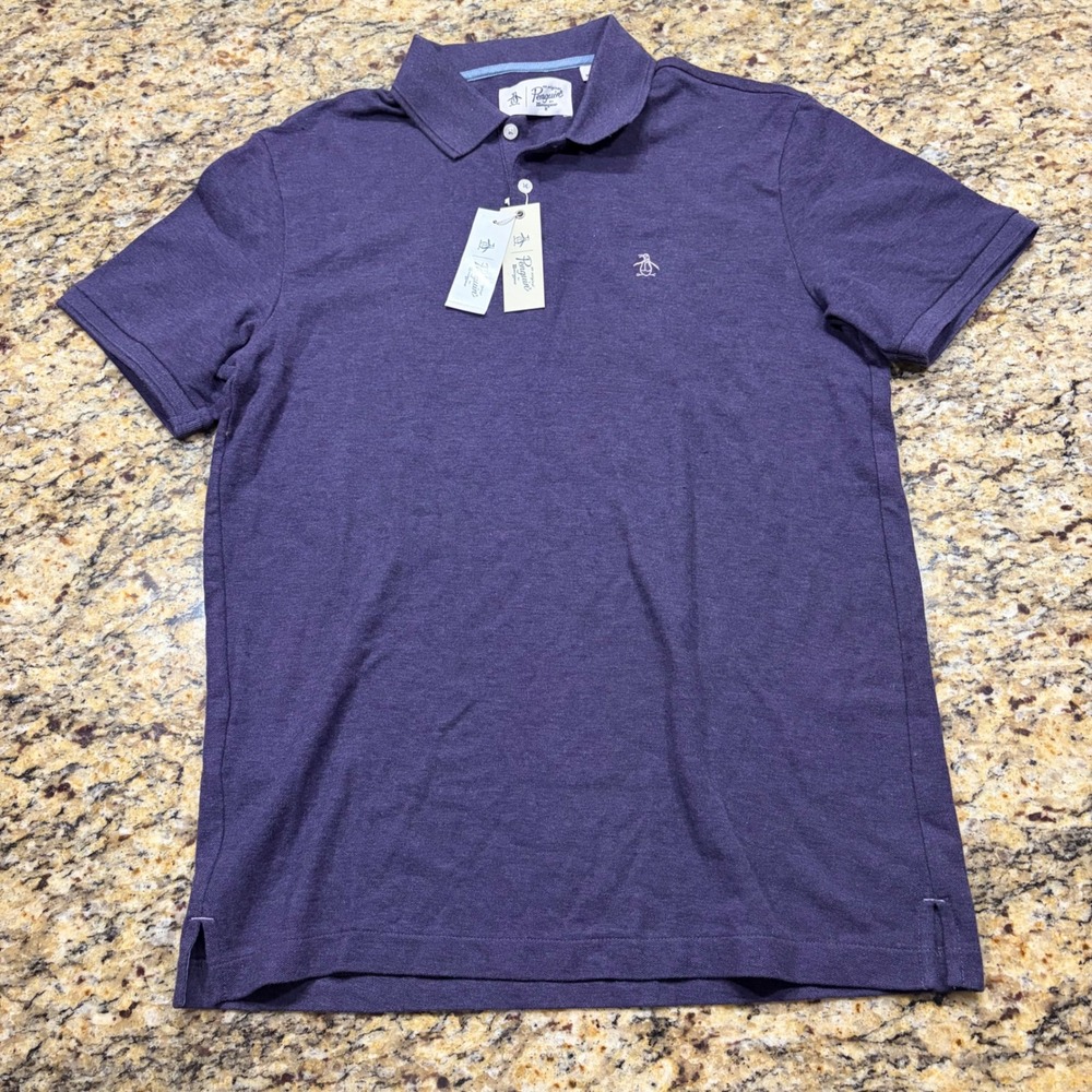 NEW Original Penguin Mens Purple Heather Pique Polo Shirt Medium ws